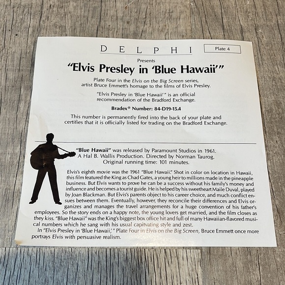 Elvis Presley Blue Hawaii Plate - Picture 6 of 7